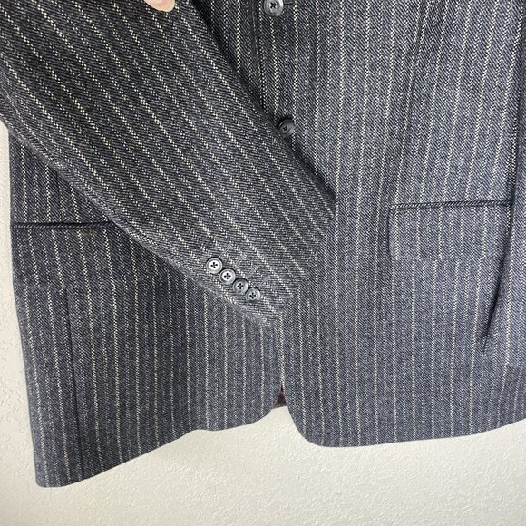 S. Cohen Prestige Cashmere Wool Blend Varsity Blazer Jacket 44 Tall Gray Pinstri - Picture 9 of 16